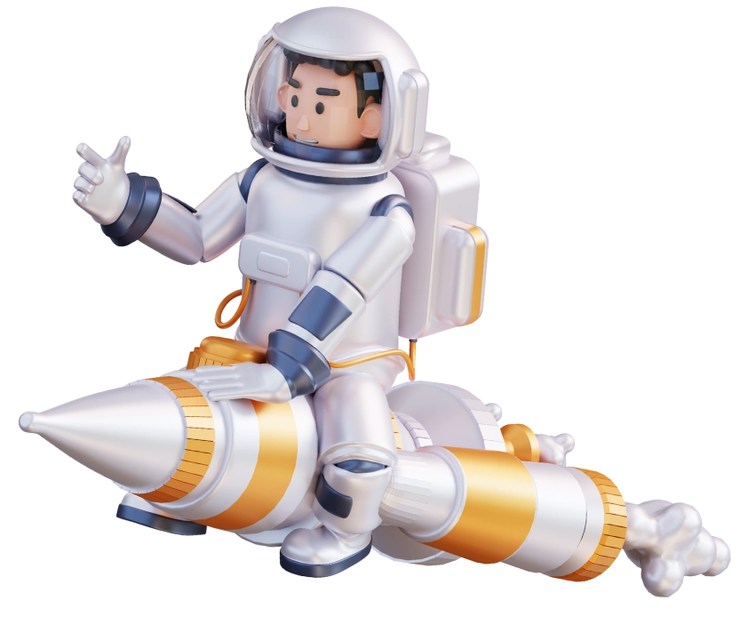 astronaut riding a rocket